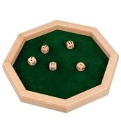 Gra w kości z drewnianą podstawką