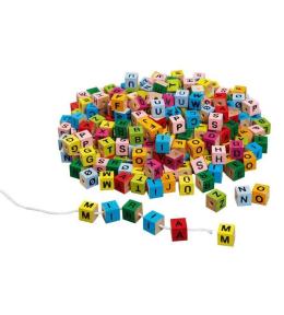 Kolorowe klocki z literkami do nawlekania