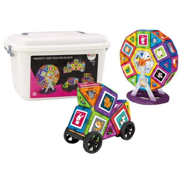 Klocki magnetyczne w kuferku 118el