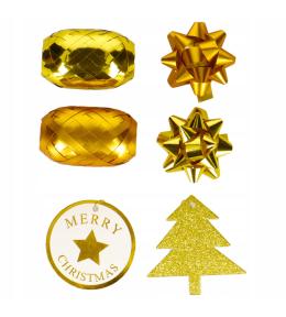 Świąteczny zestaw do pakowania prezentów tonacja złota