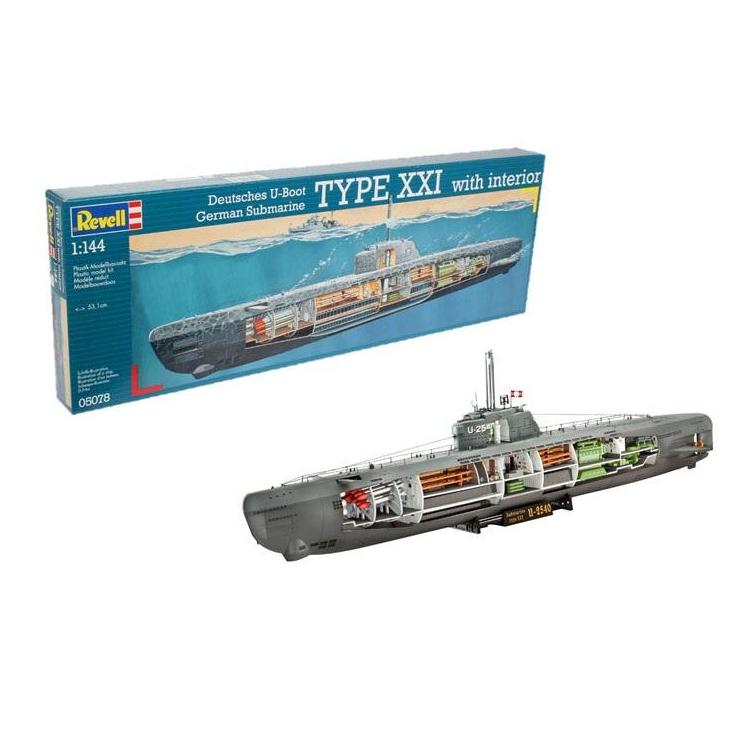 Statek 1:144 U-Boat typ XXI with interior