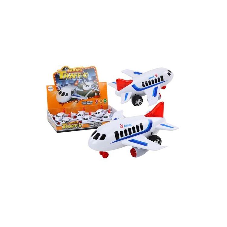 Samolot pasażerski że światłem i dźwiękiem biały