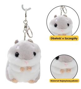 Brelok pluszowy Chomik szary 10cm