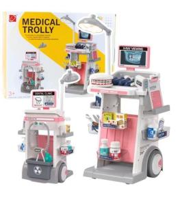 Zestaw doktor wózek medyczny różowy 26el