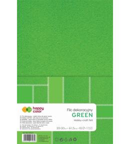 Filc dekoracyjny zielony 10szt HAPPY COLOR