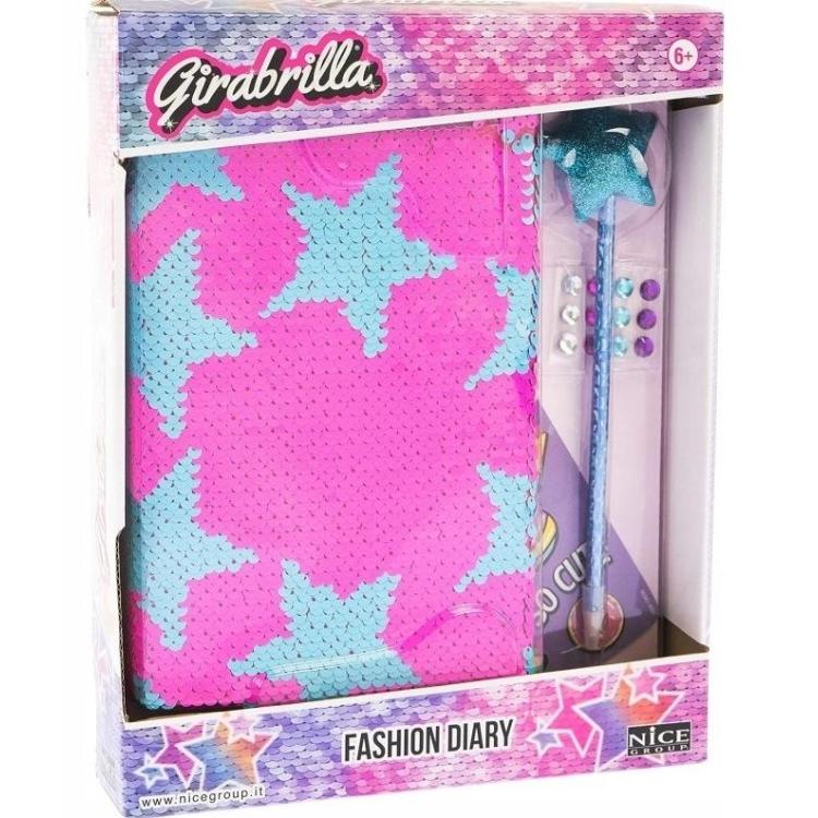 Pamiętnik cekinowy różowy błekitne fluo