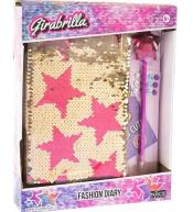 Pamiętnik cekinowy złoty różowe gwaizdy