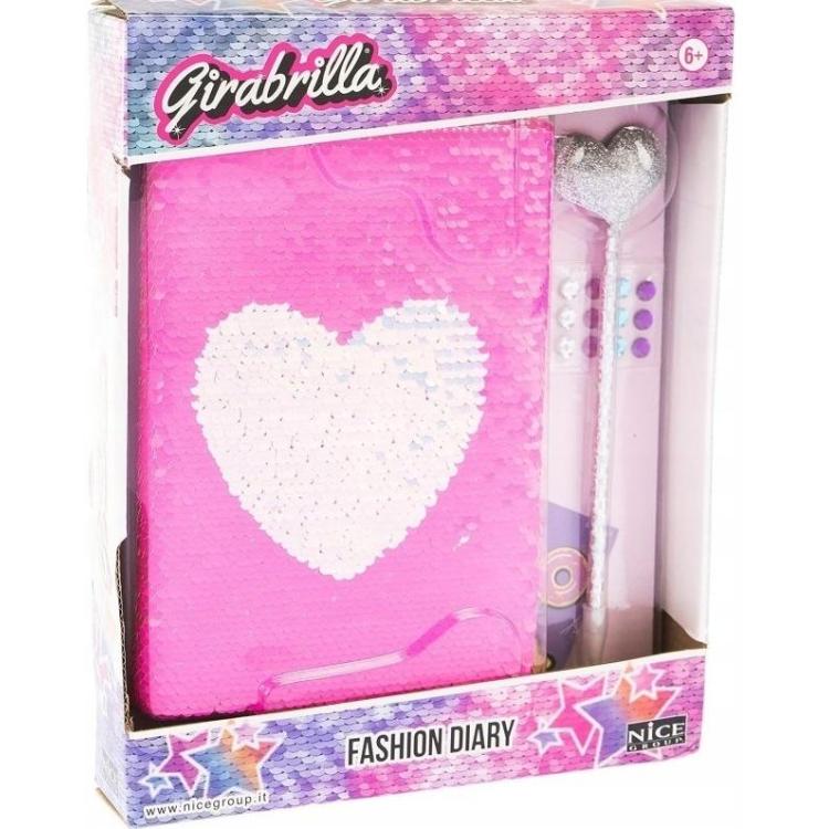 Pamiętnik cekinowy zróżowy z sercem