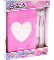 Pamiętnik cekinowy zróżowy z sercem