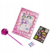 Pamiętnik z długopisem pomponem ciemnoróżowy