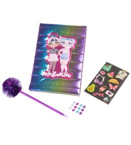 Pamiętnik z długopisem pomponem multikolor