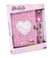 Pamiętnik Girabrilla tweedowy brokat serduszkie