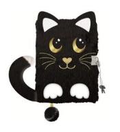 Pamiętnik z kłódką A5/96K 3D włochacz Night Cat
