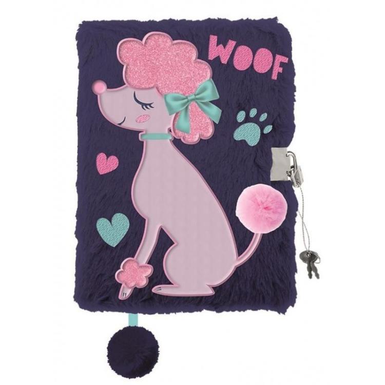 Pamiętnik A5/96K z kłódką 3D Lady poodle