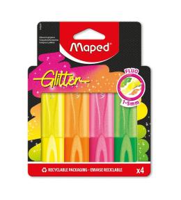 Zakreślacz Glitter Fluo brokatowy 4 kolory MAPED