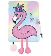 Pamiętnik z kłódką A5/96K 3D włochacz Flamingo