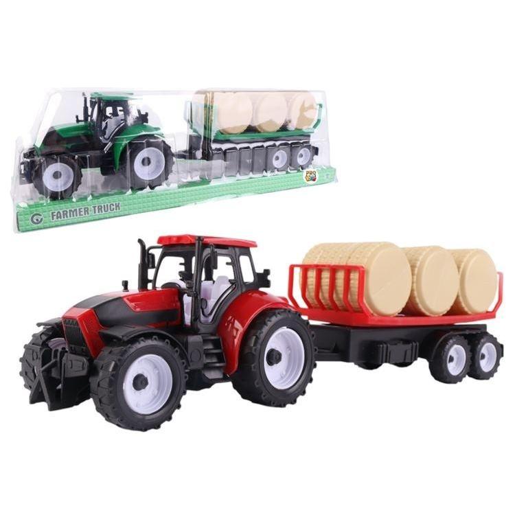 Traktor z przyczepą i belami mix