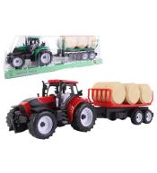Traktor z przyczepą i belami mix