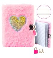 Pamiętnik na kłódkę A6/80K pluszowy różowy