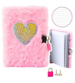 Pamiętnik na kłódkę A6/80K pluszowy różowy