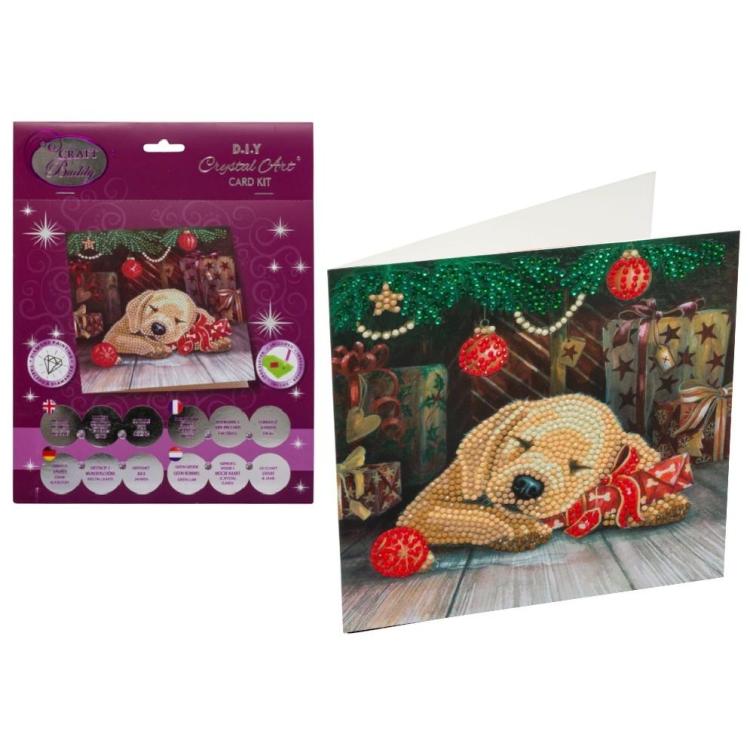 Diamentowa mozika Śpiący szczeniak 18x18cm