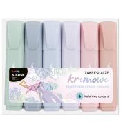 Zakreślacze kremowe 6 kolorów KIDEA