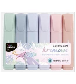 Zakreślacze kremowe 6 kolorów KIDEA