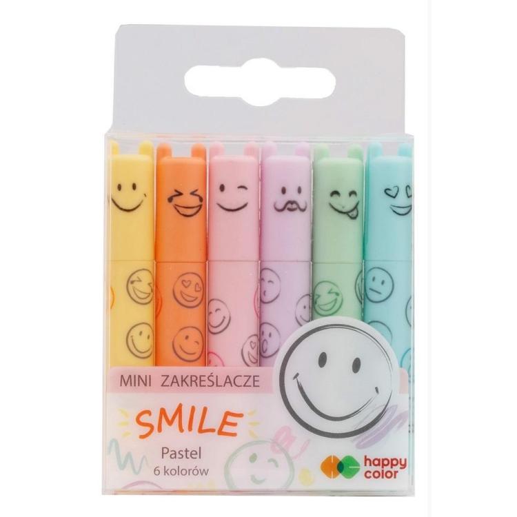 Zakreślacze mini 6 kolorów pastel HAPPY COLOR