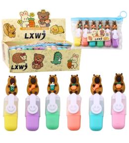 Zestaw mini zakreślaczy kapibara w etui 6szt
