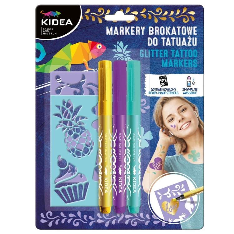 Markery do tatuażu 3szt z szablonami KIDEA