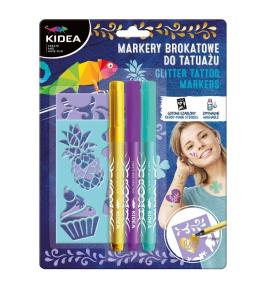 Markery do tatuażu 3szt z szablonami KIDEA