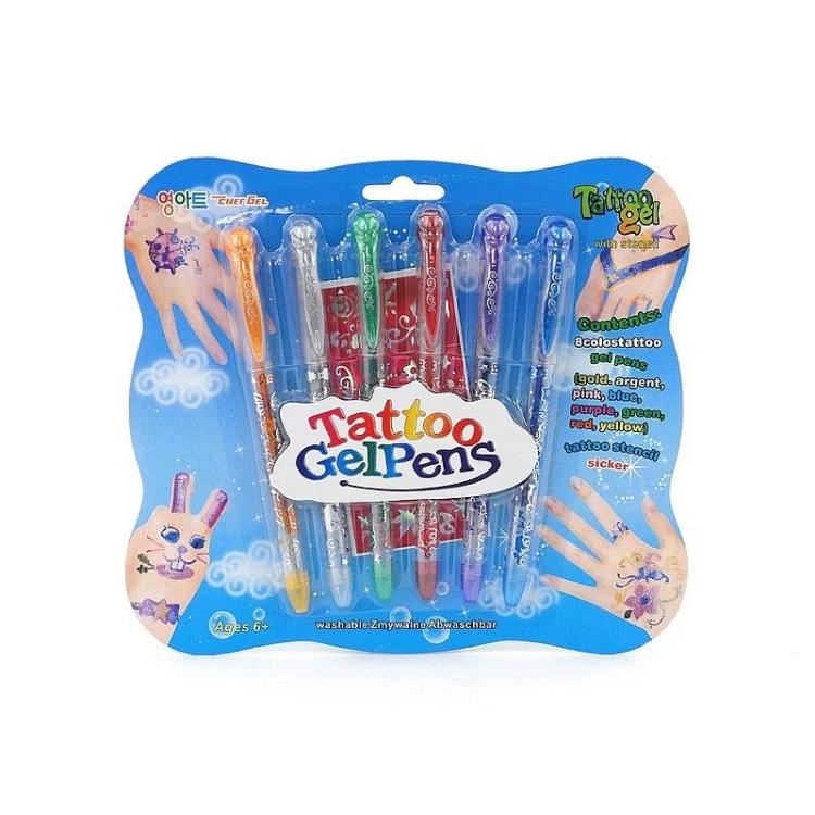 Długopisy brokatowe do tatuażu 6szt