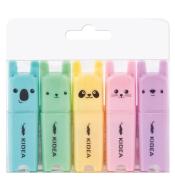 Zakreślacze zwierzaki 5 kolorów KIDEA