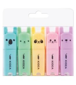 Zakreślacze zwierzaki 5 kolorów KIDEA
