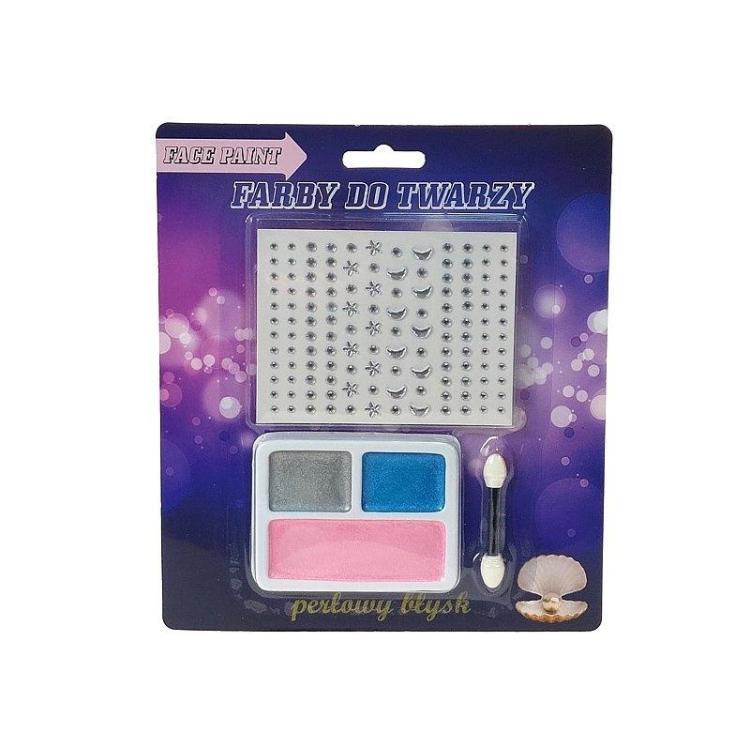Farby do malowania twarzy perłowe z naklejkami