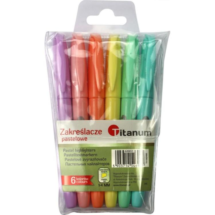 Zakreślacze pastelowe 6 kolorów