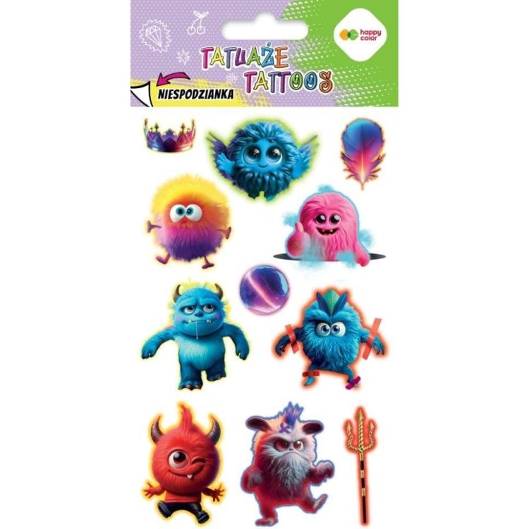 Tatuaże zmywalne Monsters HAPPY COLOR