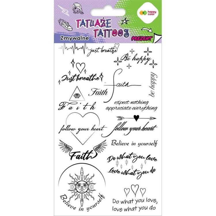 Tatuaże zmywalne Words HAPPY COLOR