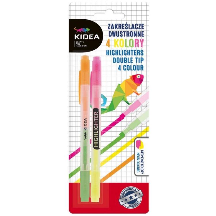 Zakreślacze dwustronne 4 kolory KIDEA