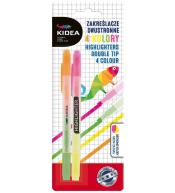 Zakreślacze dwustronne 4 kolory KIDEA