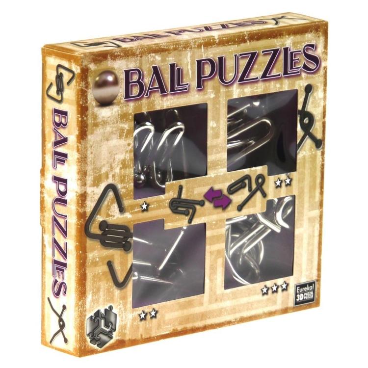 Łamigłówki metalowe 4 szt Ball Puzzles fiolet G3