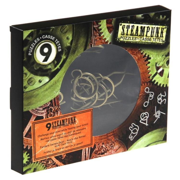 Łamigłówki metalowe 9 szt Steampunk czerwony G3