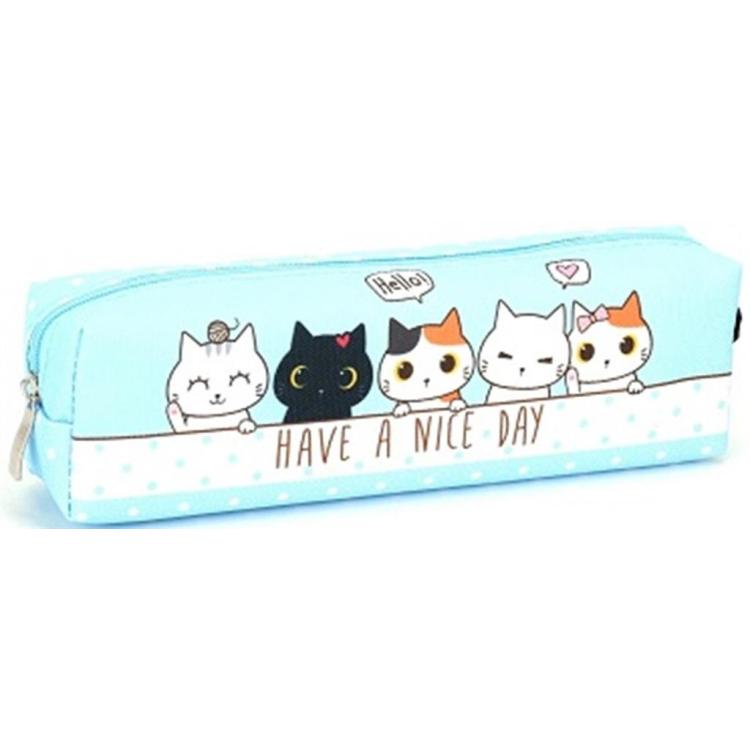 Piórnik tuba mała Kotki niebieski