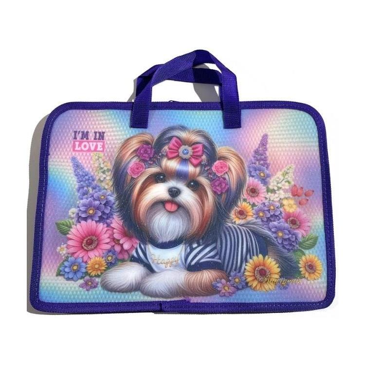 Teczka-torba A4+ zapinana na zamek z rączką Piesek