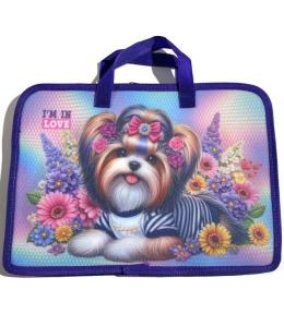 Teczka-torba A4+ zapinana na zamek z rączką Piesek