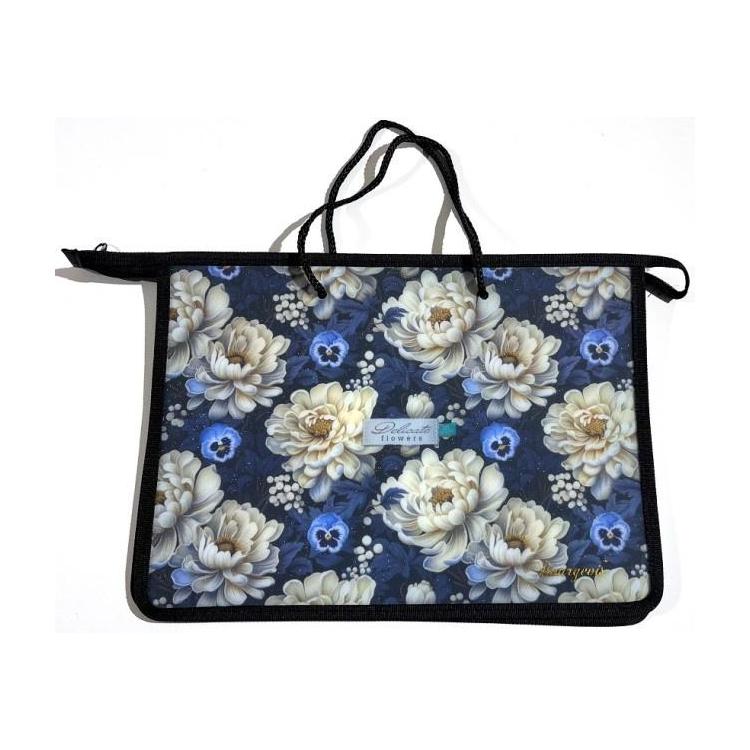 Teczka-torba A4+ zapinana na zamek z rączką Kwiaty