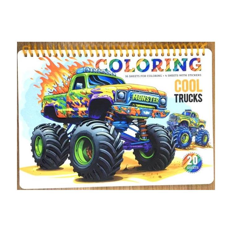 Kolorowanka A5 koło 20 kartek Cool trucks