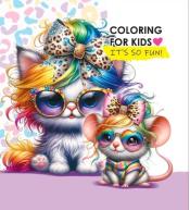 Kolorowanka 140x140 Kotek i myszka