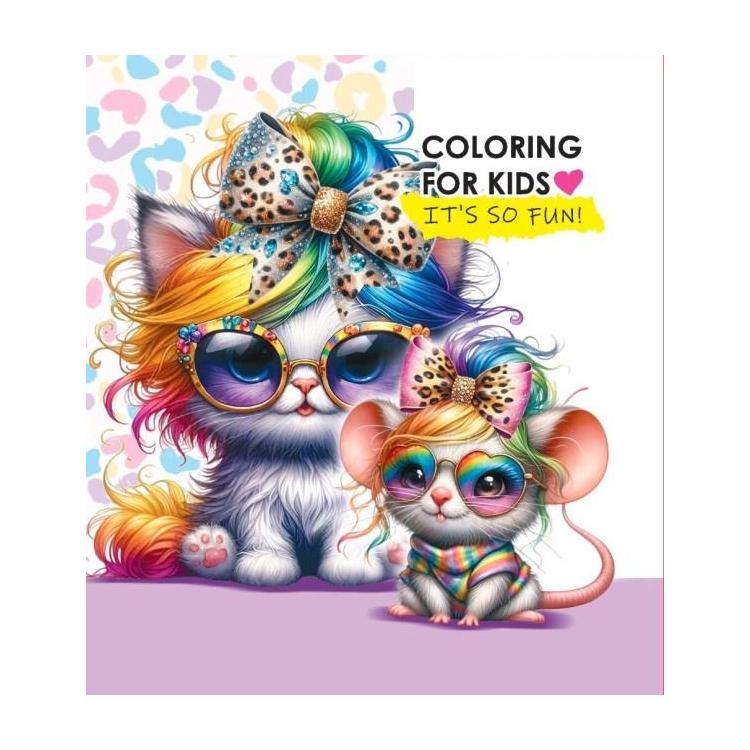 Kolorowanka 140x140 Kotek i myszka