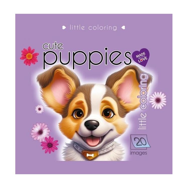 Kolorowanka 140x140 Słodkie pieski fioletowa